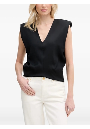 Trussardi padded-shoulder V-neck top - Black