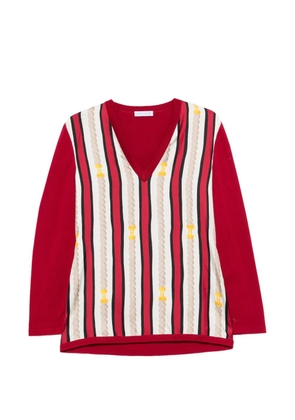 Celine Pre-Owned 2000s rope-print V-neck sweater - Red
