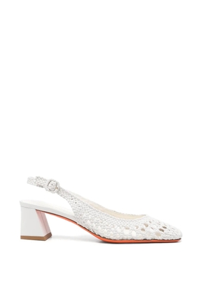 Santoni woven slingback pumps - White