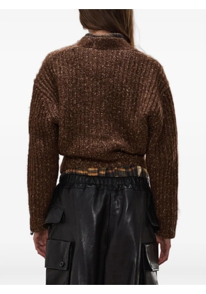 R13 ribbed-knit V-neck cardigan - Brown