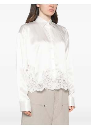 Ermanno Scervino lace-trim satin shirt - White