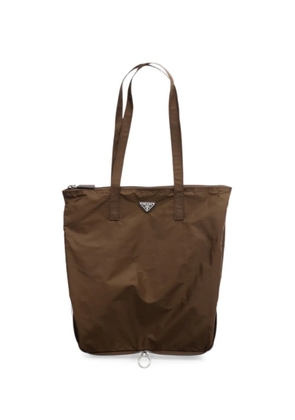 Prada Saffiano leather pendant with Re-Nylon tote bag - Brown