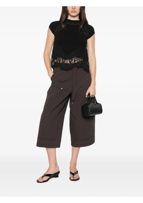 Ermanno Scervino lace-trim cap-sleeve top - Black