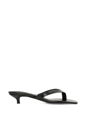TOTEME leather heeled flip flops black