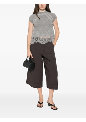 Ermanno Scervino lace-trim knitted top - Grey
