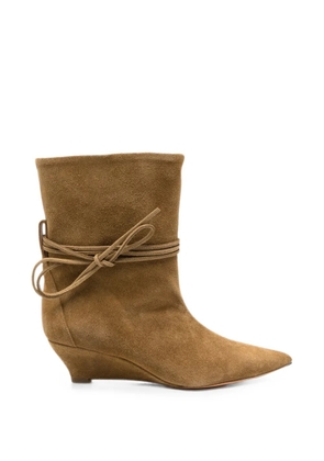 ODISSI bow-detail wedge boots - Brown