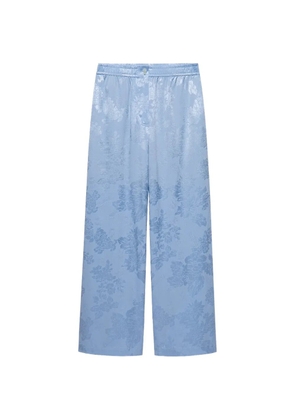 Shanghai Tang floral-jacquard flared trousers - Blue