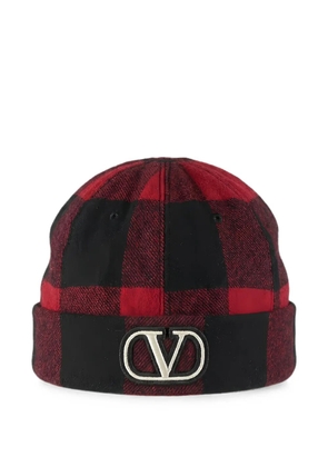Valentino Garavani VLogo Signature check beanie hat - Red