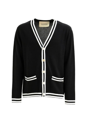 Valentino Garavani striped-trim V-neck cardigan - Black