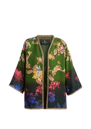 ETRO floral-jacquard open-front jacket - Green