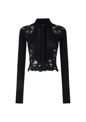 Ermanno Scervino lace-embroidered wool shirt - Black