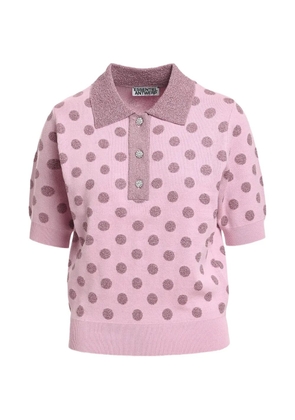 Essentiel Antwerp polka-dot knitted polo top - Pink