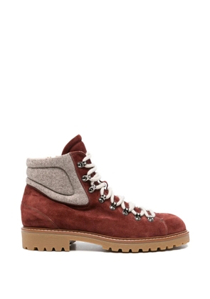 Eleventy suede panelled boots - Red