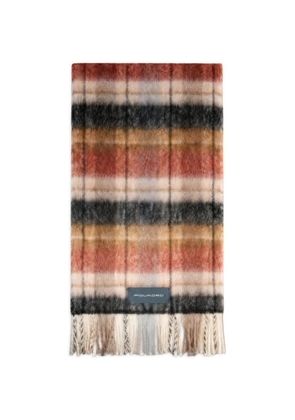 PIQUADRO check-pattern fringed scarf - Red