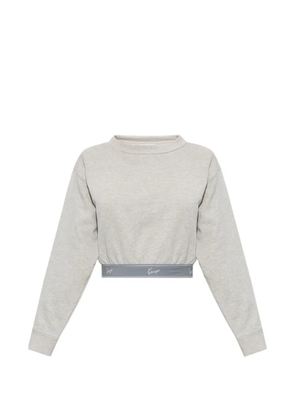 Kenzo cropped logo-tape hoodie - Grey