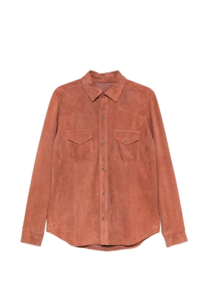 Eleventy suede flap-pocket shirt - Brown
