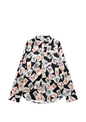 MSGM playing-card-print button-down shirt - Black