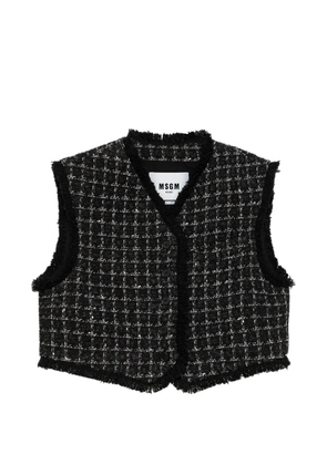 MSGM bouclé frayed jacket - Black