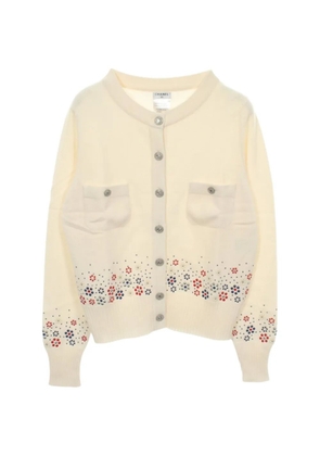 CHANEL Pre-Owned 1986-1988 Coco Mark studs cardigan - Neutrals