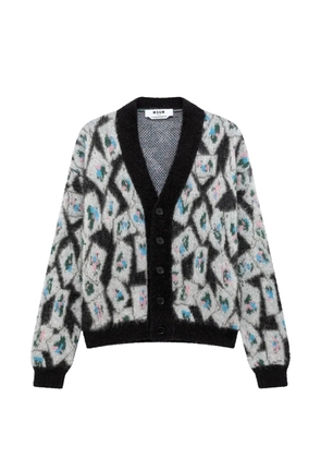MSGM argyle-patterned brushed-finish cardigan - Grey