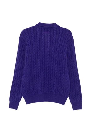MSGM cable-knit polo-collar knit - Purple