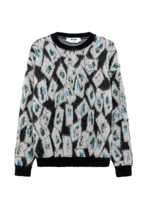 MSGM geometric-pattern mohair-blend sweater - Grey