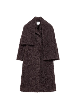 MSGM scarf-detail bouclé-effect coat - Purple