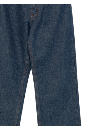 MSGM contrast-stitch logo-embroidered jeans - Blue