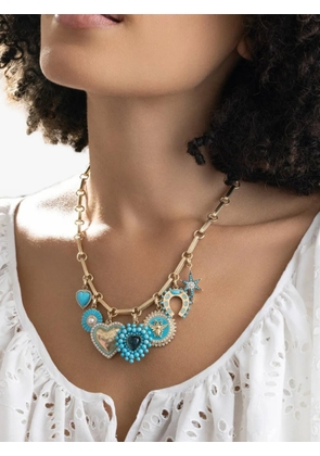 Storrow Jewelry Minnie Bee turquoise pearl and diamond pendant - Gold