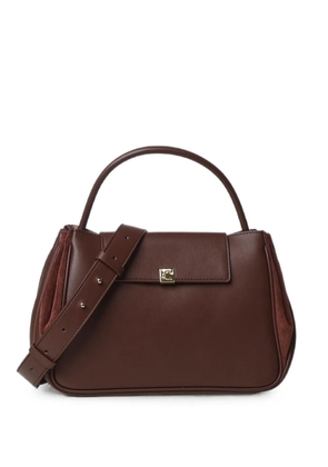 Coccinelle suede-panel leather tote bag - Brown