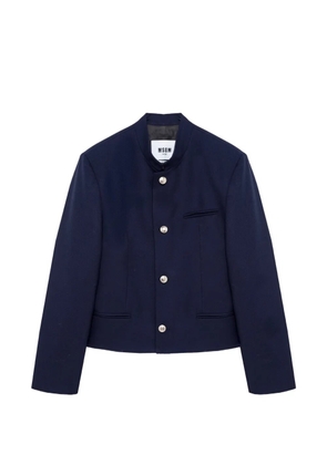 MSGM mandarin-collar logo-patch jacket - Blue