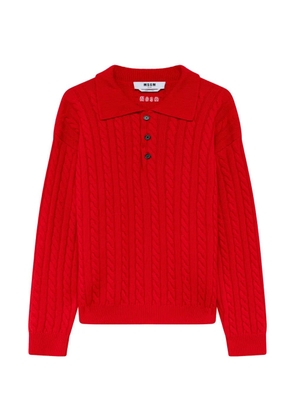 MSGM cable-knit polo shirt - Red