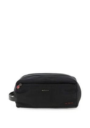 Kiton logo-plaque wash bag - Black