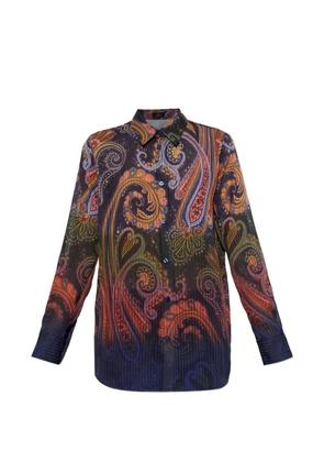 ETRO Paisley-print plissé-effect shirt - Blue