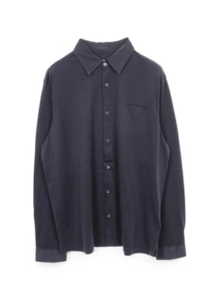 Prada Pre-Owned 2020s logo-detail cotton shirt - Blue