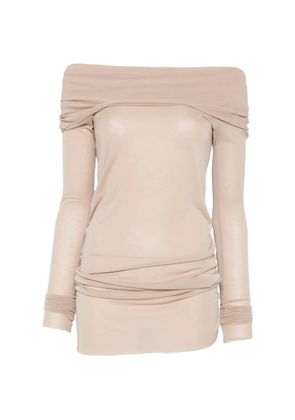 Rick Owens off-shoulder log-sleeve T-shirt - Neutrals