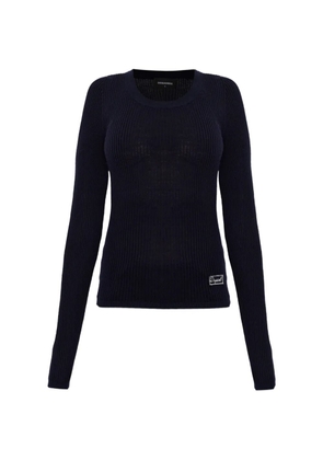 DSQUARED2 ribbed-knit logo-patch sweater - Blue