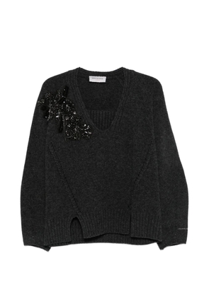 ERMANNO FIRENZE bead-embellished layered-effect sweater - Grey