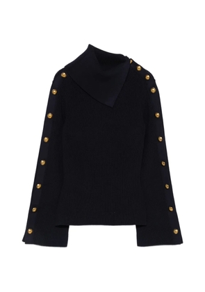 Elisabetta Franchi button-embellished ribbed-knit sweater - Blue
