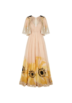 Valentino Garavani sequin-embellished floral-print dress - Neutrals