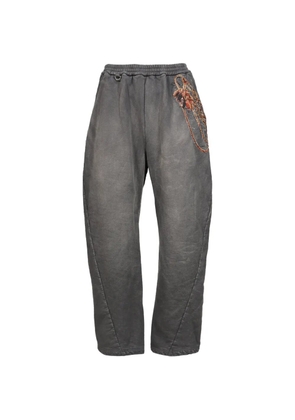 Doublet Trompe L’oeil embroidery-detail cotton track pants - Black