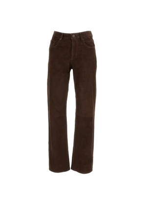 Arma straight-cut suede trousers - Brown