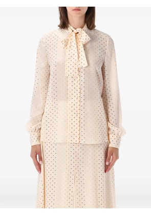 Valentino Garavani star-print pussy-bow blouse - Neutrals