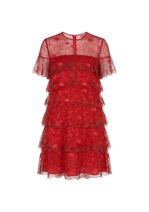 Valentino Garavani lips-pattern tiered dress