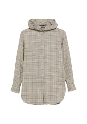 Kiton check hooded shirt - Green