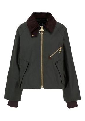Barbour corduroy-collar zip-front jacket - Green