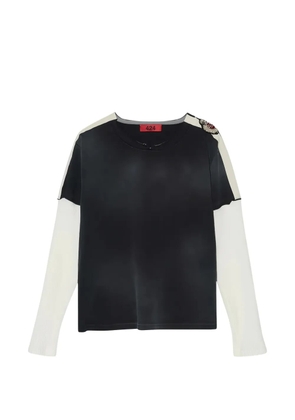 424 layered-sleeve crest-patch T-shirt - Black