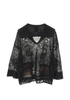CHANEL Pre-Owned 1986-1988 Camellia Sailor knitted blouse - Black