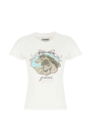 GANNI horse-print T-shirt - White