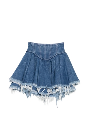 Versace Jeans Couture layered frayed-edge skirt - Blue